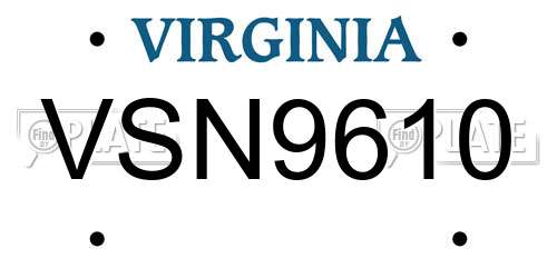 VSN9610 Virginia License Plate