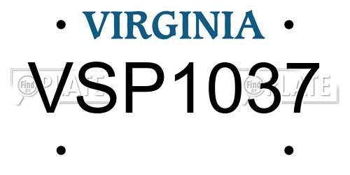 VSP1037 Virginia License Plate