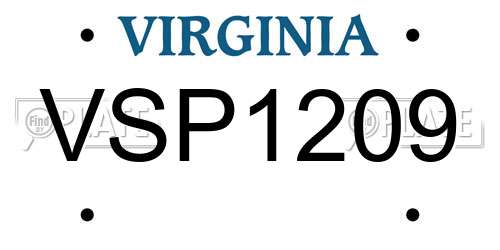 VSP1209 Virginia License Plate