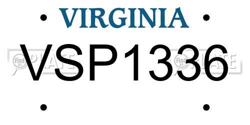 VSP1336 Virginia License Plate