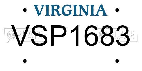 VSP1683 Virginia License Plate