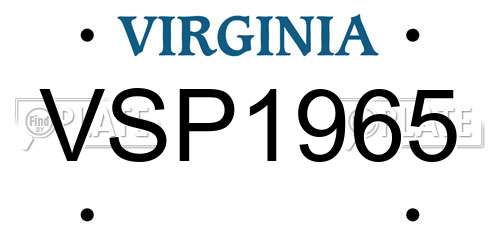 VSP1965 Virginia License Plate