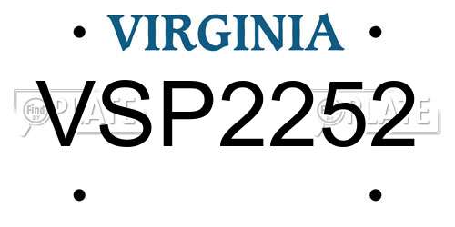 VSP2252 Virginia License Plate