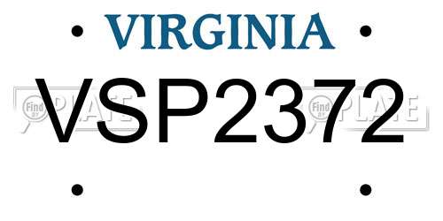 VSP2372 Virginia License Plate