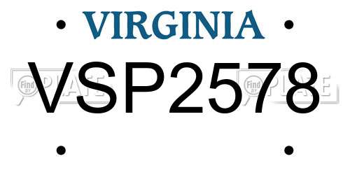 VSP2578 Virginia License Plate