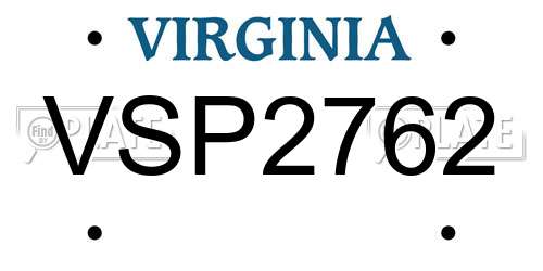 VSP2762 Virginia License Plate