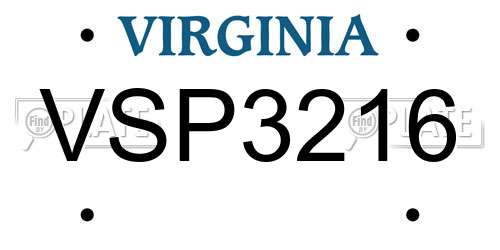 VSP3216 Virginia License Plate