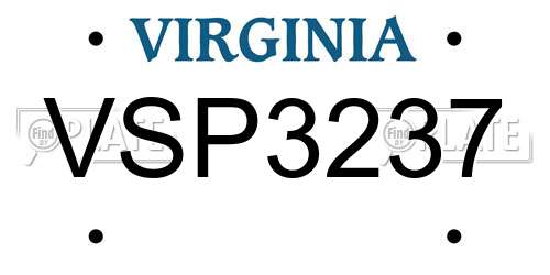 VSP3237 Virginia License Plate