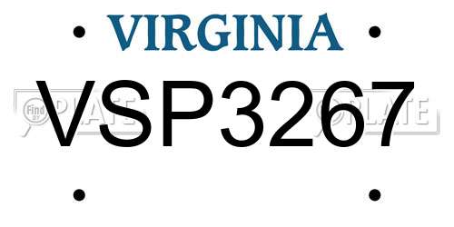 VSP3267 Virginia License Plate