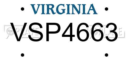 VSP4663 Virginia License Plate