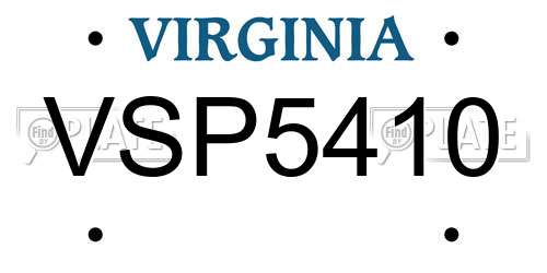 VSP5410 Virginia License Plate