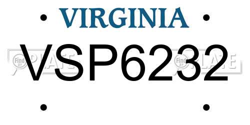 VSP6232 Virginia License Plate