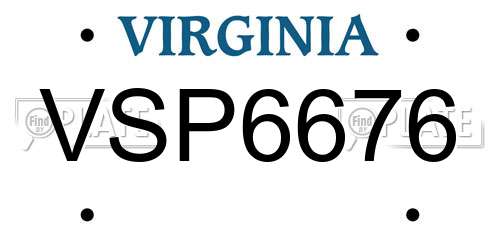 VSP6676 Virginia License Plate