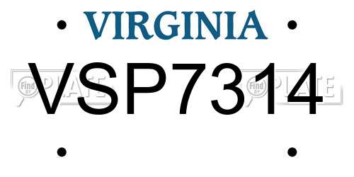 VSP7314 Virginia License Plate