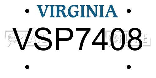 VSP7408 Virginia License Plate