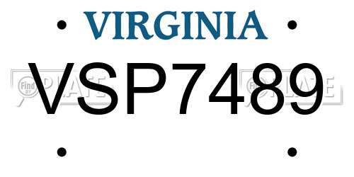 VSP7489 Virginia License Plate