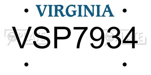 VSP7934 Virginia License Plate