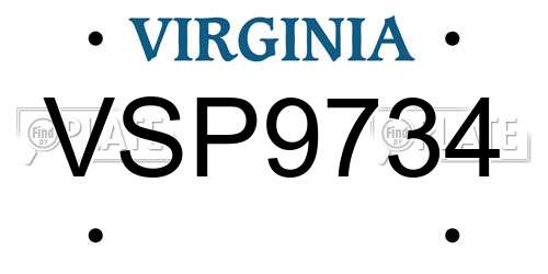 VSP9734 Virginia License Plate
