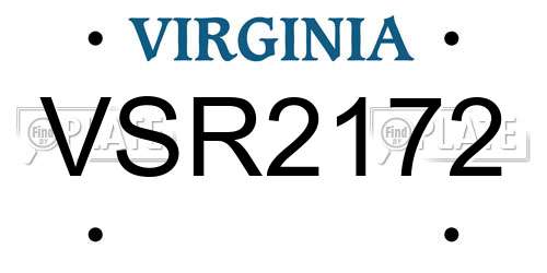 VSR2172 Virginia License Plate