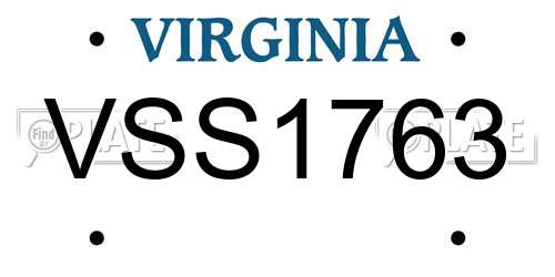 VSS1763 Virginia License Plate