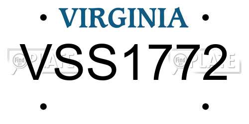 VSS1772 Virginia License Plate
