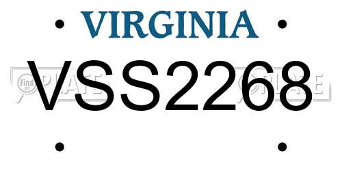 VSS2268 Virginia License Plate