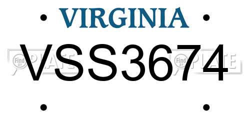VSS3674 Virginia License Plate