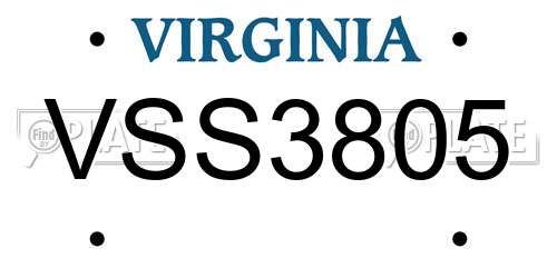 VSS3805 Virginia License Plate