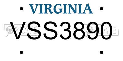 VSS3890 Virginia License Plate