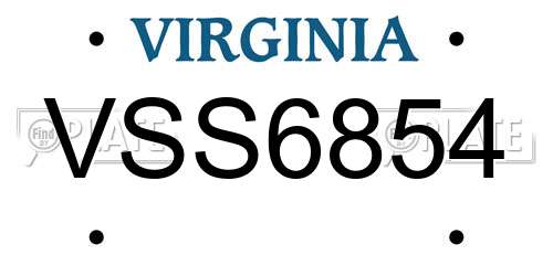 VSS6854 Virginia License Plate