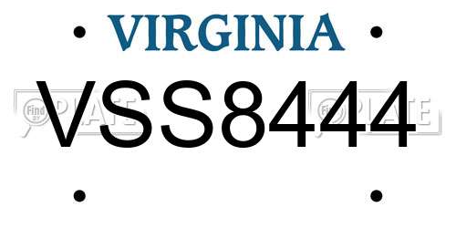 VSS8444 Virginia License Plate