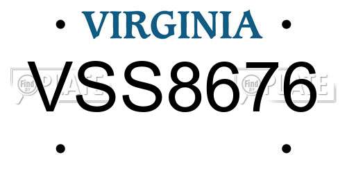 VSS8676 Virginia License Plate