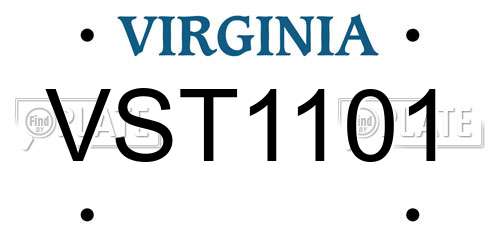 VST1101 Virginia License Plate