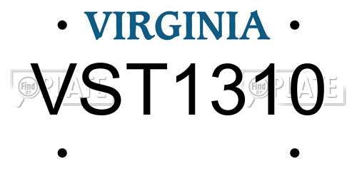 VST1310 Virginia License Plate