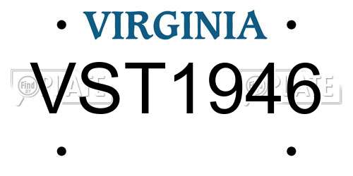 VST1946 Virginia License Plate
