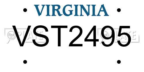 VST2495 Virginia License Plate