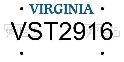 VST2916 Virginia License Plate