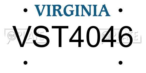 VST4046 Virginia License Plate