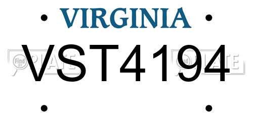 VST4194 Virginia License Plate