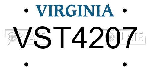 VST4207 Virginia License Plate