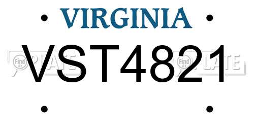 VST4821 Virginia License Plate
