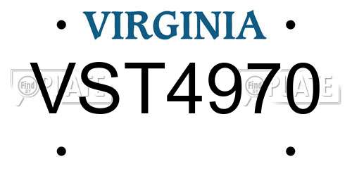 VST4970 Virginia License Plate