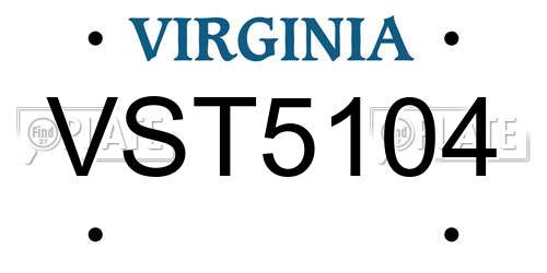 VST5104 Virginia License Plate