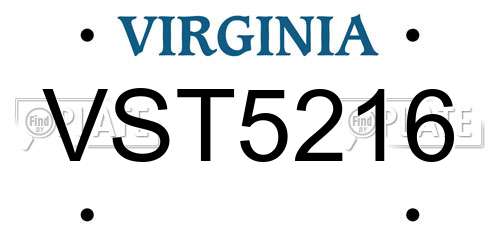 VST5216 Virginia License Plate