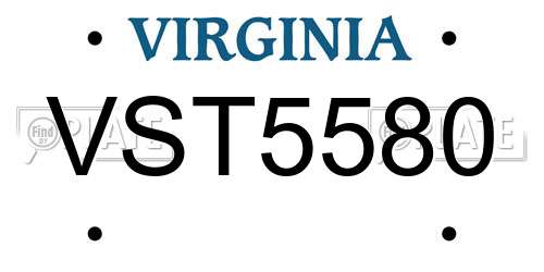VST5580 Virginia License Plate