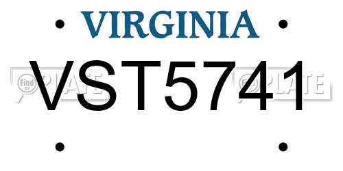 VST5741 Virginia License Plate