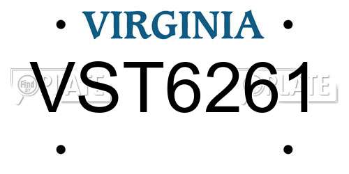 VST6261 Virginia License Plate