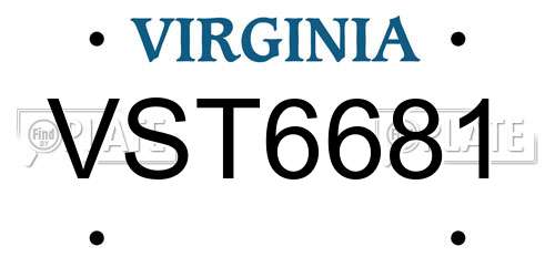 VST6681 Virginia License Plate