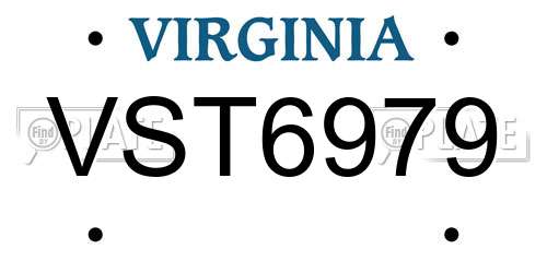VST6979 Virginia License Plate