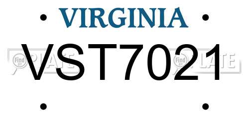 VST7021 Virginia License Plate